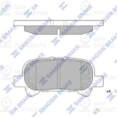 Комплект тормозных колодок, дисковый тормоз SANGSIN SP1364