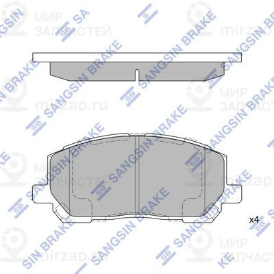Комплект тормозных колодок, дисковый тормоз SANGSIN SP1384