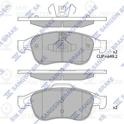 Комплект тормозных колодок, дисковый тормоз SANGSIN SP1390