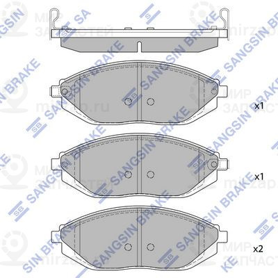 Комплект тормозных колодок, дисковый тормоз SANGSIN SP1392
