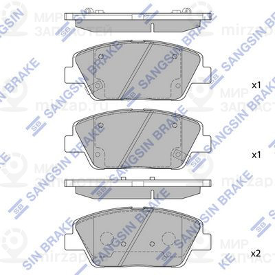 Комплект тормозных колодок, дисковый тормоз SANGSIN SP1397