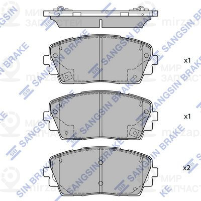 Комплект тормозных колодок, дисковый тормоз SANGSIN SP1405A
