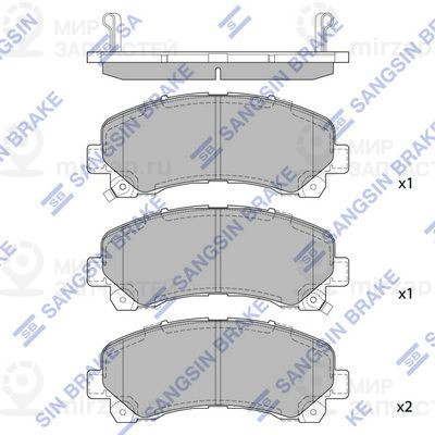 Комплект тормозных колодок, дисковый тормоз SANGSIN SP1409