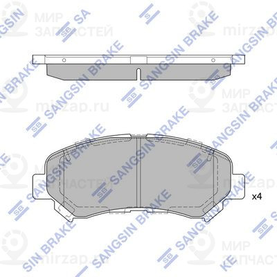 Комплект тормозных колодок, дисковый тормоз SANGSIN SP1451SD