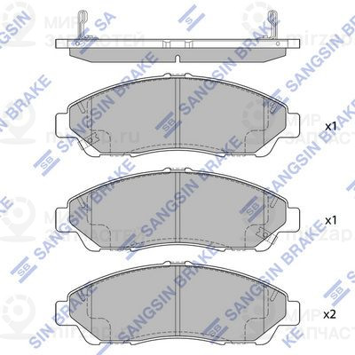 Комплект тормозных колодок, дисковый тормоз SANGSIN SP1452SD