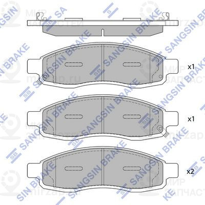 Комплект тормозных колодок, дисковый тормоз SANGSIN SP1455
