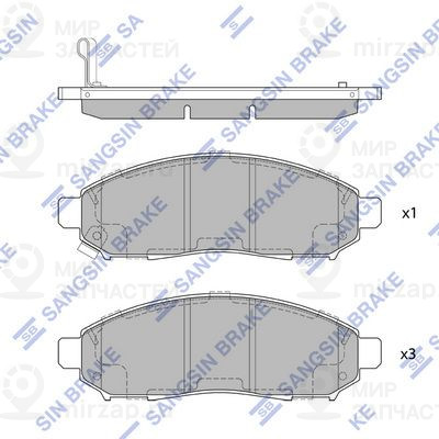 Комплект тормозных колодок, дисковый тормоз SANGSIN SP1460