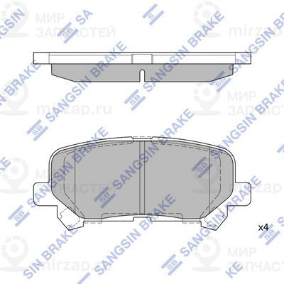 Комплект тормозных колодок, дисковый тормоз SANGSIN SP1461