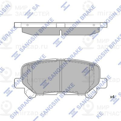 Комплект тормозных колодок, дисковый тормоз SANGSIN SP1461A