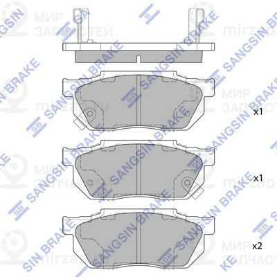 Комплект тормозных колодок, дисковый тормоз SANGSIN SP1462