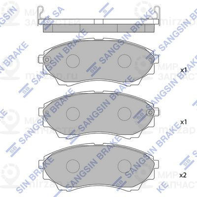 Комплект тормозных колодок, дисковый тормоз SANGSIN SP1479