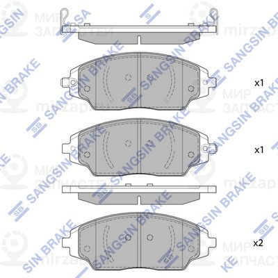 Комплект тормозных колодок, дисковый тормоз SANGSIN SP1481
