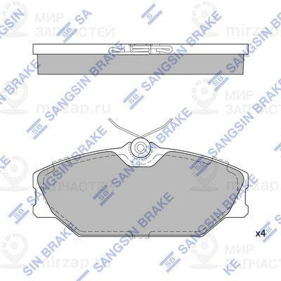 Комплект тормозных колодок, дисковый тормоз SANGSIN SP1483A
