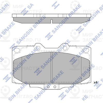 Комплект тормозных колодок, дисковый тормоз SANGSIN SP1486