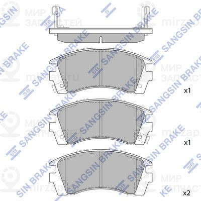 Комплект тормозных колодок, дисковый тормоз SANGSIN SP1488