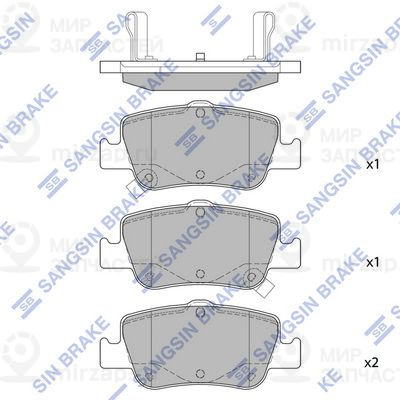 Комплект тормозных колодок, дисковый тормоз SANGSIN SP1501SD