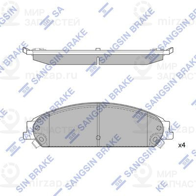 Комплект тормозных колодок, дисковый тормоз SANGSIN SP1509
