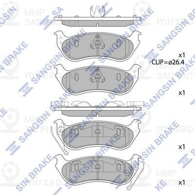 Комплект тормозных колодок, дисковый тормоз SANGSIN SP1511