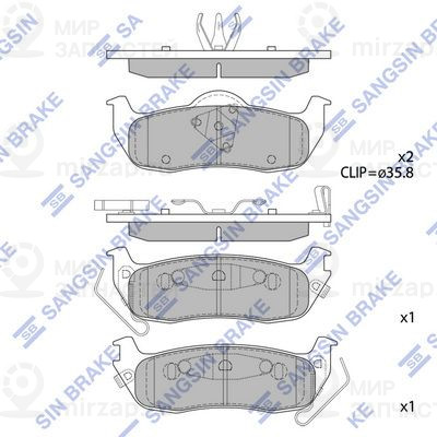 Комплект тормозных колодок, дисковый тормоз SANGSIN SP1512