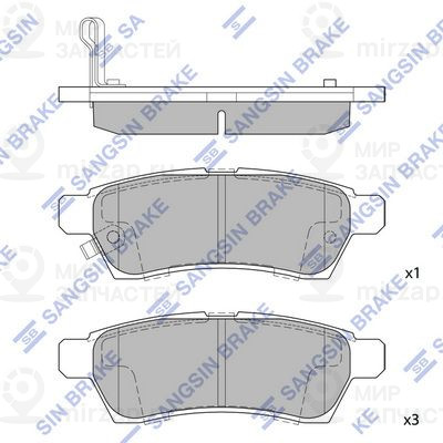 Комплект тормозных колодок, дисковый тормоз SANGSIN SP1513
