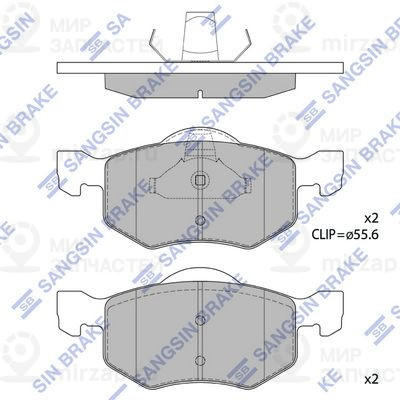 Комплект тормозных колодок, дисковый тормоз SANGSIN SP1519