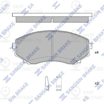 Комплект тормозных колодок, дисковый тормоз SANGSIN SP1527