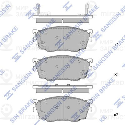 Комплект тормозных колодок, дисковый тормоз SANGSIN SP1529