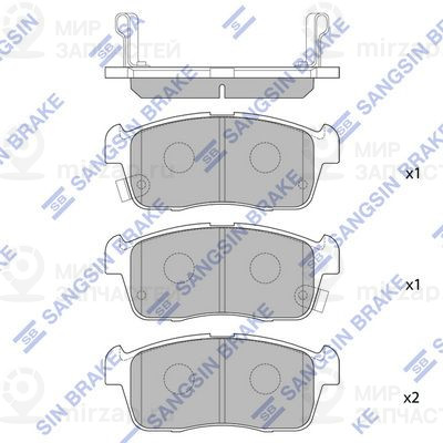 Комплект тормозных колодок, дисковый тормоз SANGSIN SP1549SD