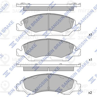 Комплект тормозных колодок, дисковый тормоз SANGSIN SP1561