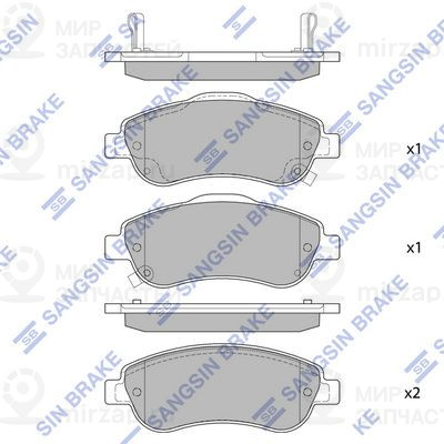 Комплект тормозных колодок, дисковый тормоз SANGSIN SP1567SD