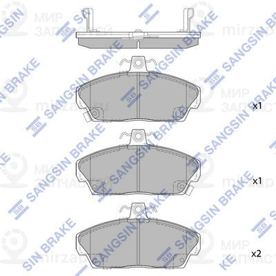 Комплект тормозных колодок, дисковый тормоз SANGSIN SP1571