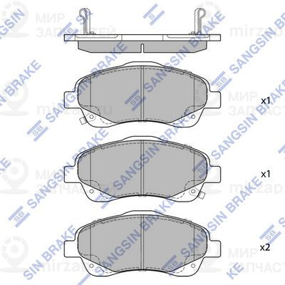 Комплект тормозных колодок, дисковый тормоз SANGSIN SP1576SD