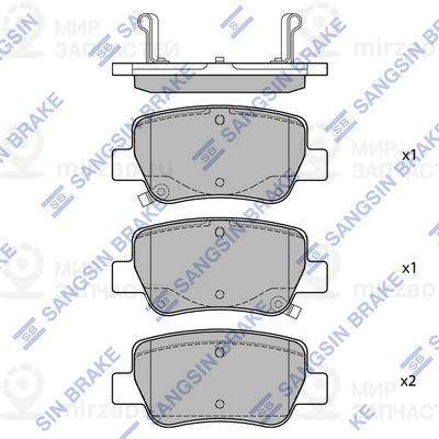Комплект тормозных колодок, дисковый тормоз SANGSIN SP1578