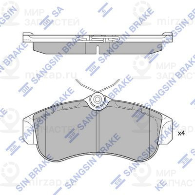 Комплект тормозных колодок, дисковый тормоз SANGSIN SP1581
