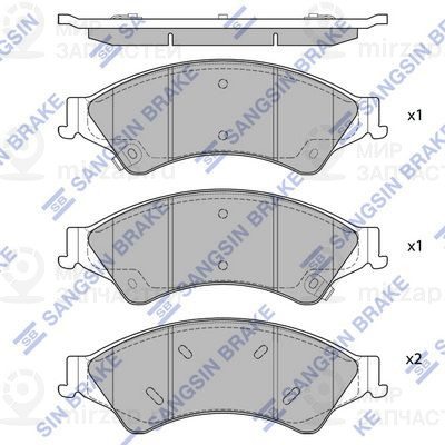 Комплект тормозных колодок, дисковый тормоз SANGSIN SP1596