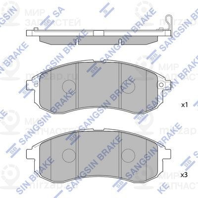 Комплект тормозных колодок, дисковый тормоз SANGSIN SP1602