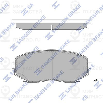 Комплект тормозных колодок, дисковый тормоз SANGSIN SP1603