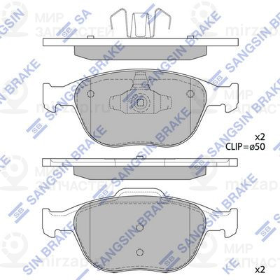 Комплект тормозных колодок, дисковый тормоз SANGSIN SP1623
