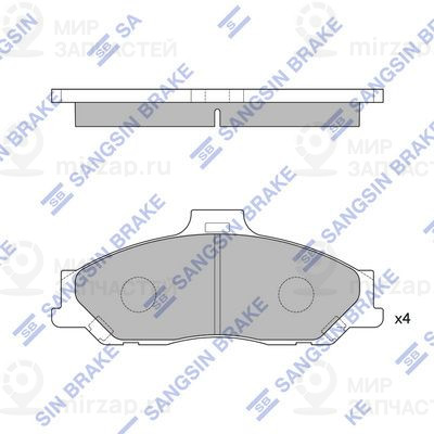 Комплект тормозных колодок, дисковый тормоз SANGSIN SP1628