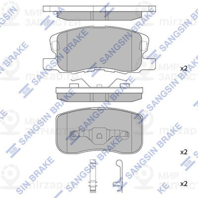 Комплект тормозных колодок, дисковый тормоз SANGSIN SP1680
