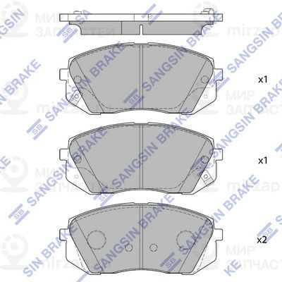 Комплект тормозных колодок, дисковый тормоз SANGSIN SP1682