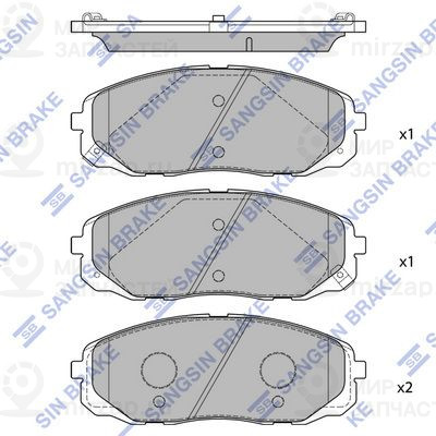 Комплект тормозных колодок, дисковый тормоз SANGSIN SP1688SD