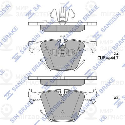 Комплект тормозных колодок, дисковый тормоз SANGSIN SP1696