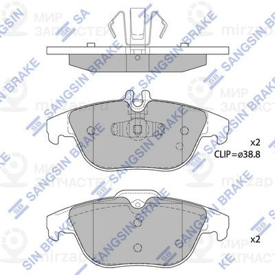 Комплект тормозных колодок, дисковый тормоз SANGSIN SP1707