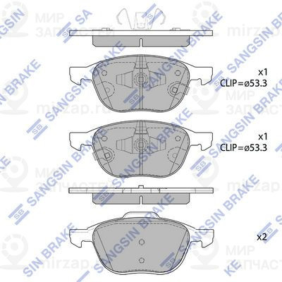 Комплект тормозных колодок, дисковый тормоз SANGSIN SP1712
