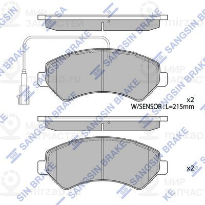 Комплект тормозных колодок, дисковый тормоз SANGSIN SP1716