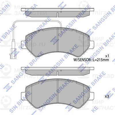 Комплект тормозных колодок, дисковый тормоз SANGSIN SP1716A
