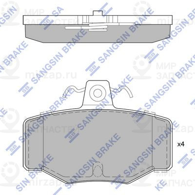 Комплект тормозных колодок, дисковый тормоз SANGSIN SP1741