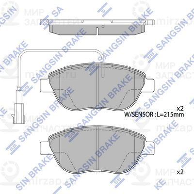Комплект тормозных колодок, дисковый тормоз SANGSIN SP1746