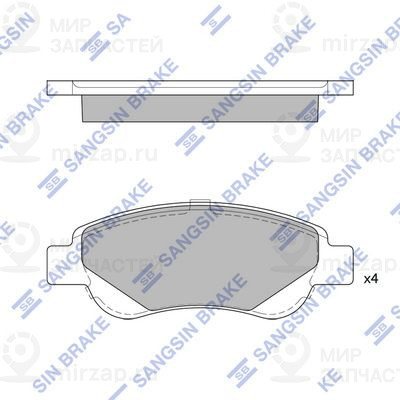 Комплект тормозных колодок, дисковый тормоз SANGSIN SP1750